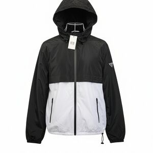 NWT GUESS Two-Tone Black and White Hooded Windbreaker Jacket